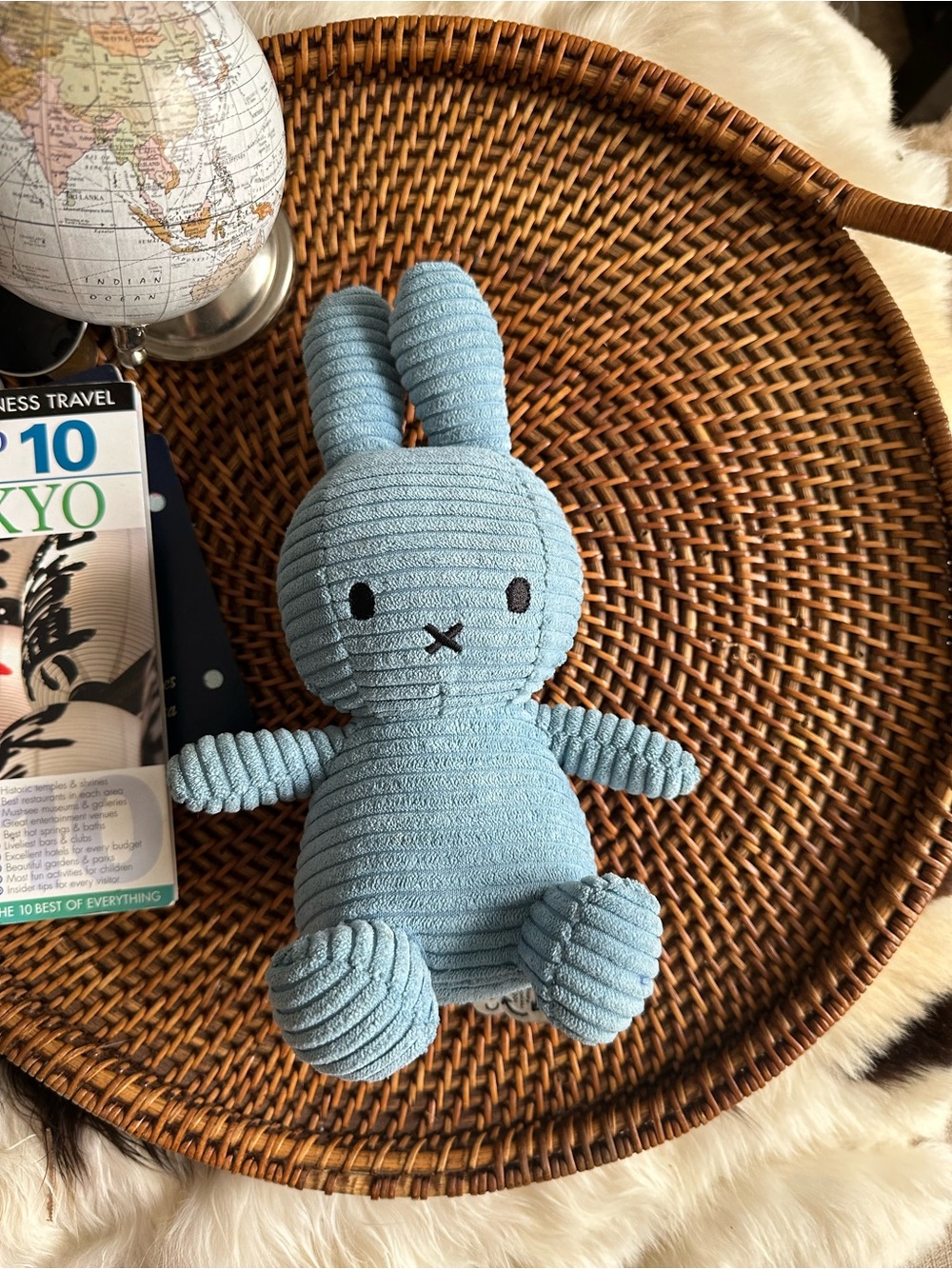 Miffy Blue Corduroy Plush Bunny Stuffed Toy Rabbit